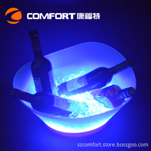 Wholesales Barware rechargeable wireless plastic wavy shape PP material 12Liters big led ice bucket